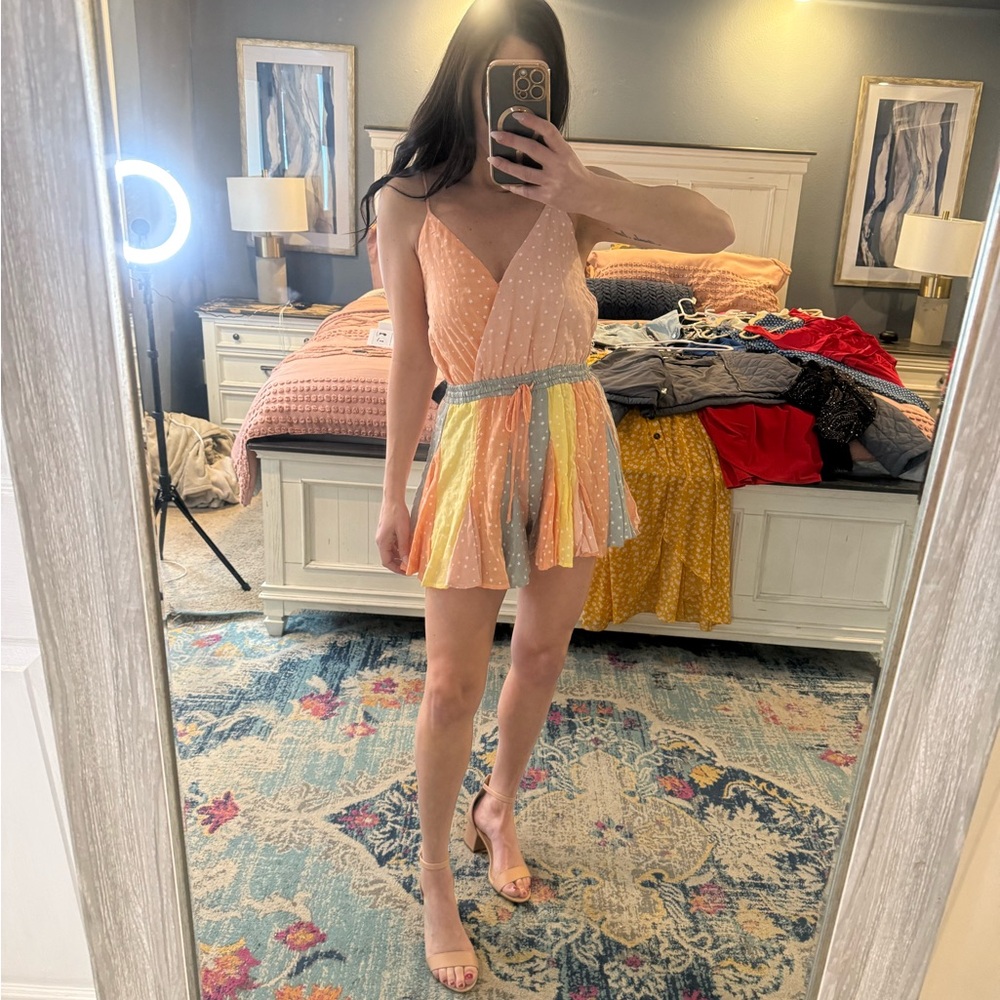 Pastel and Stars Flowey Skirt Romper, NWT. Country, Summer, Romper.